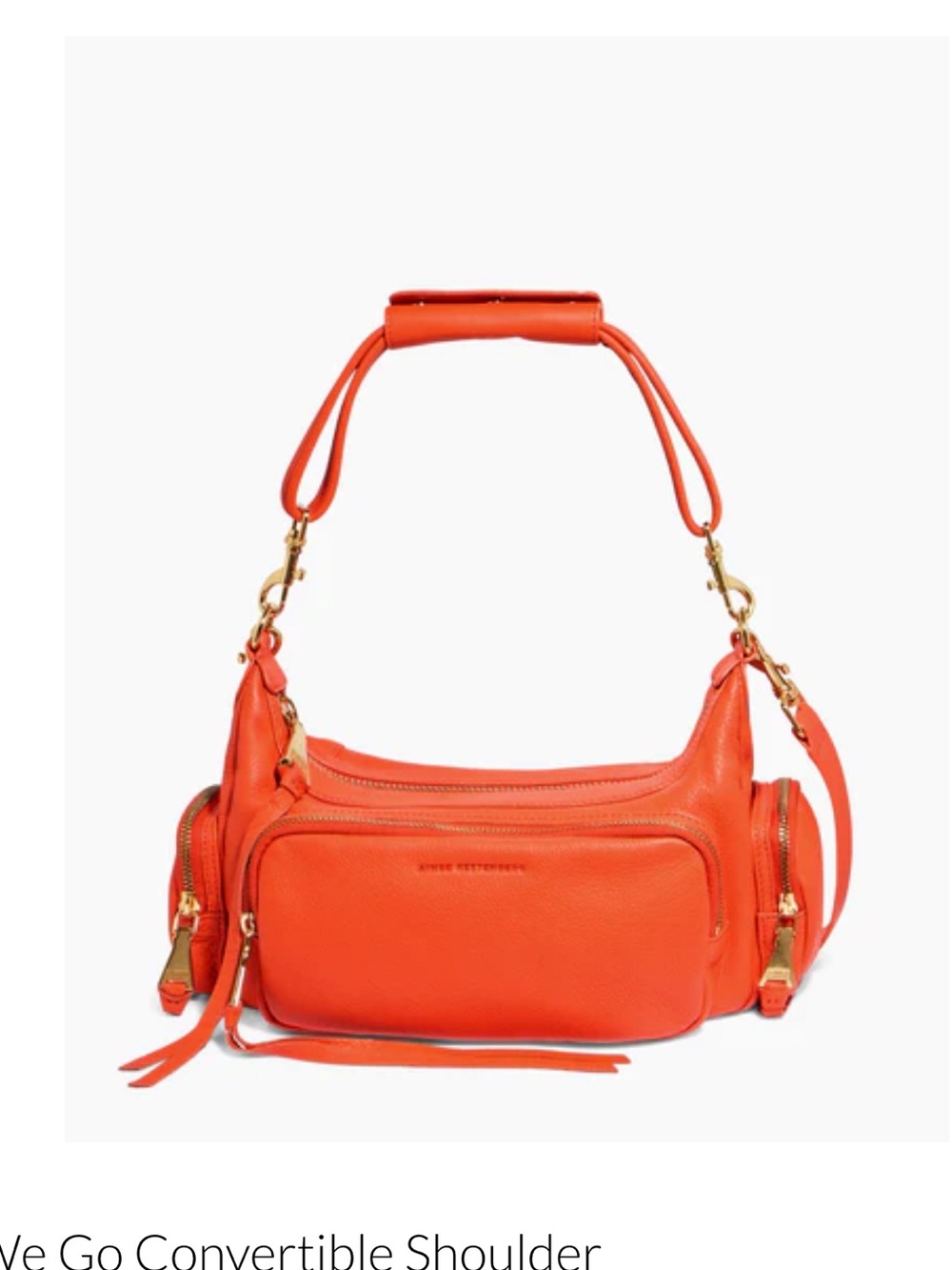 Convertible Shoulder Bag in Bright Orange with Gold Hardware